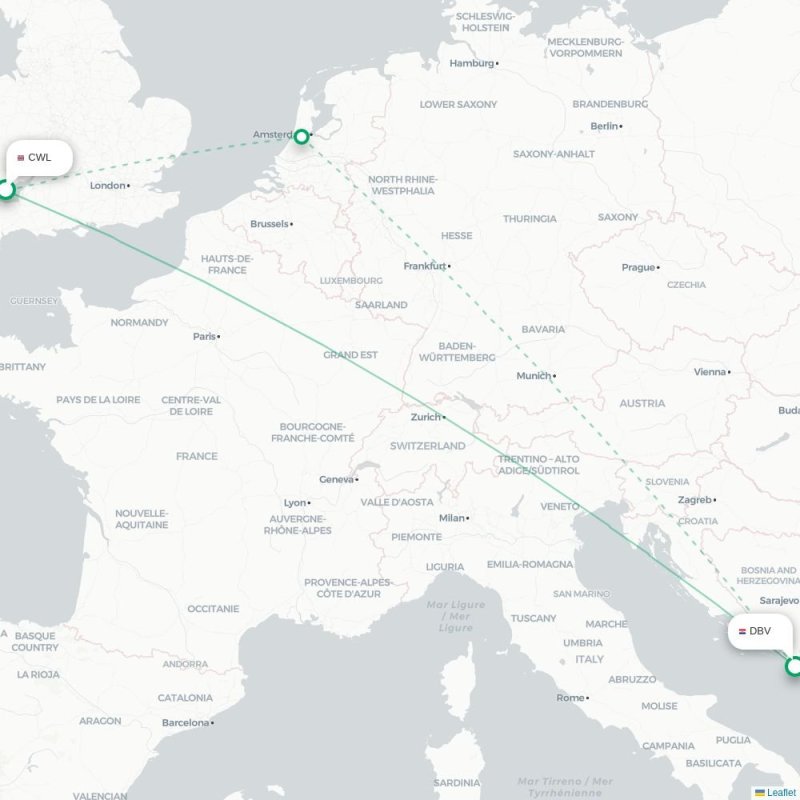 CWL - DBV route map