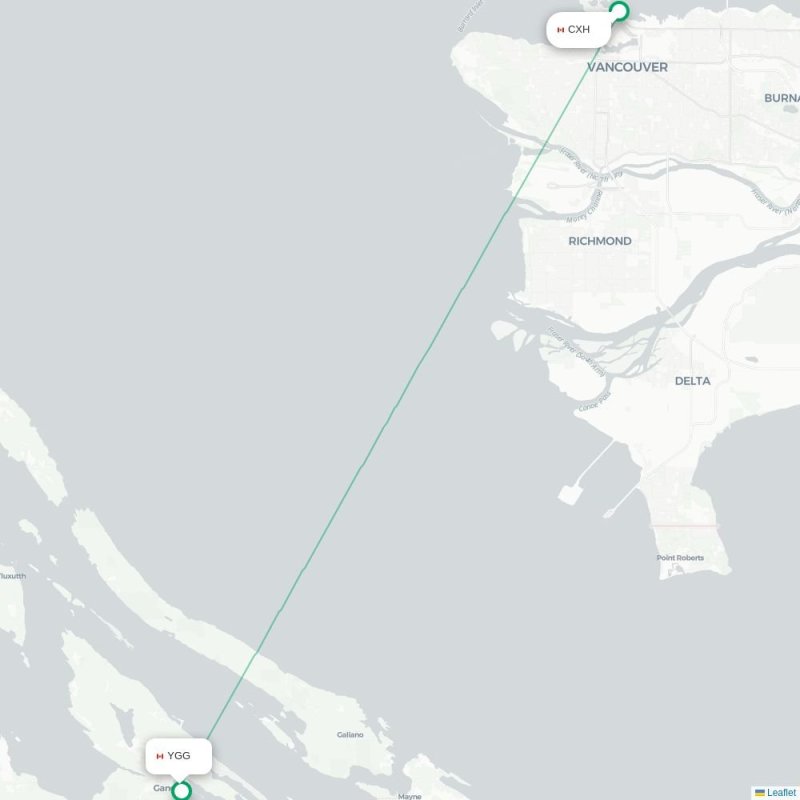 CXH - YGG route map