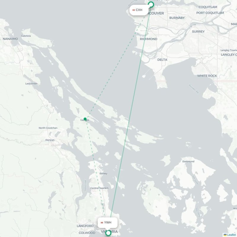 CXH - YWH route map