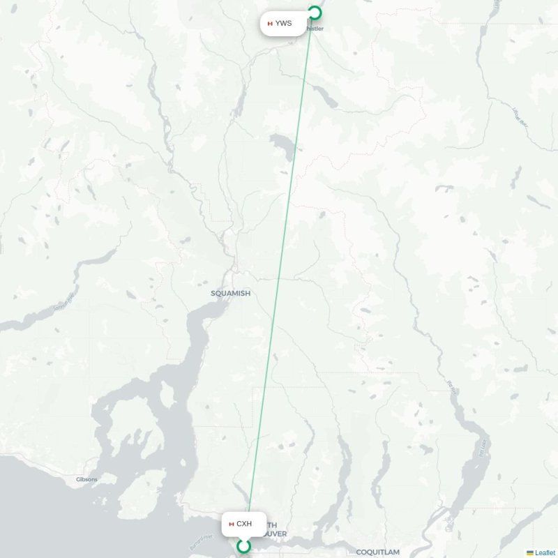 CXH - YWS route map