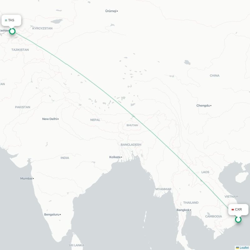 CXR - TAS route map
