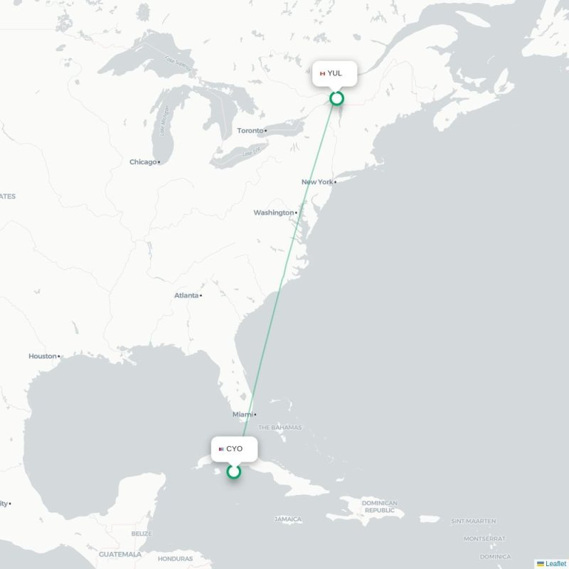 CYO - YUL route map