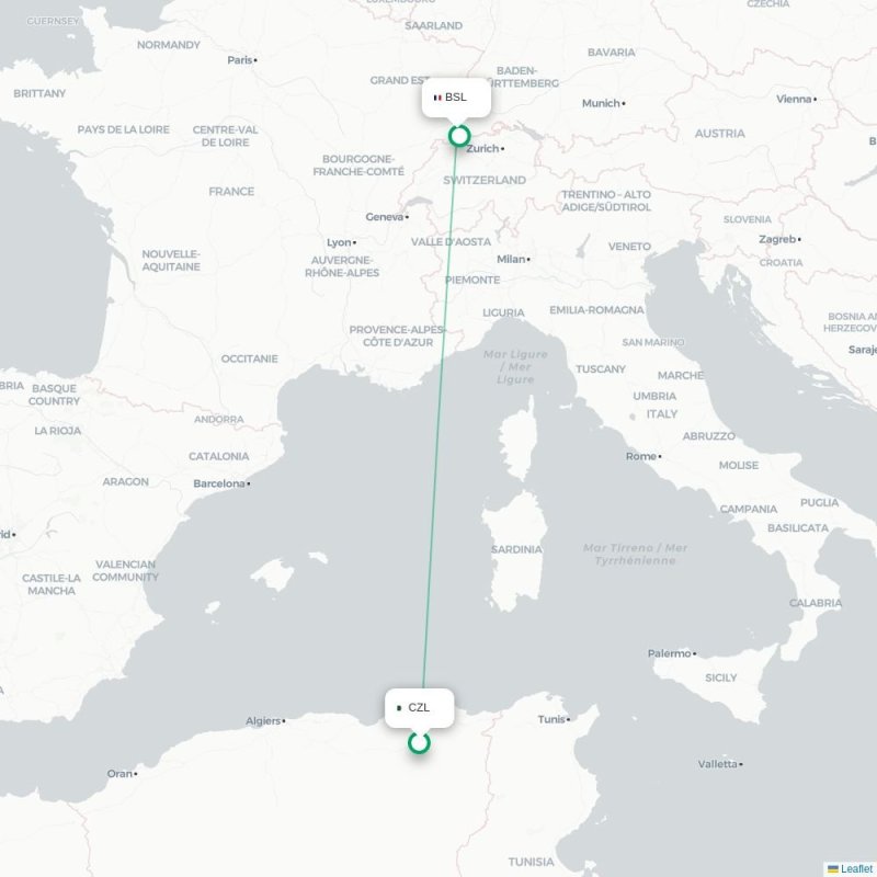 CZL - BSL route map