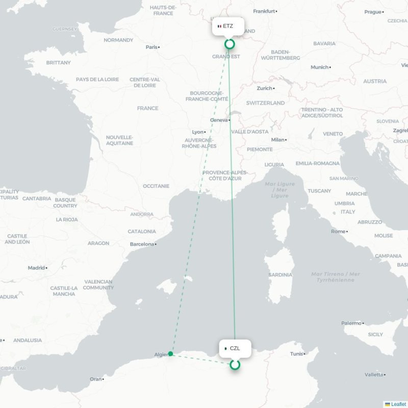 CZL - ETZ route map