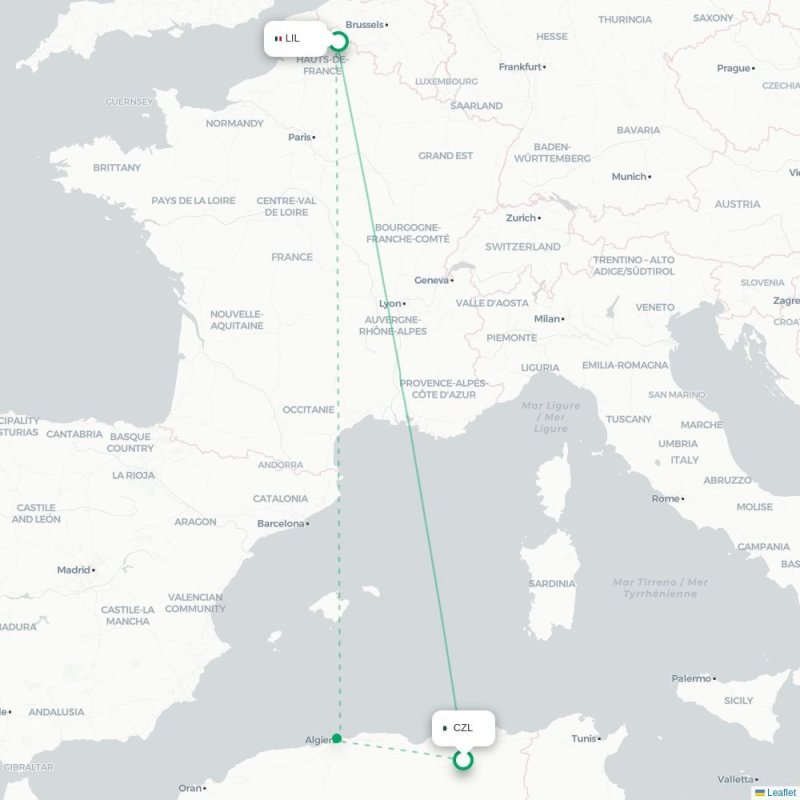 CZL - LIL route map