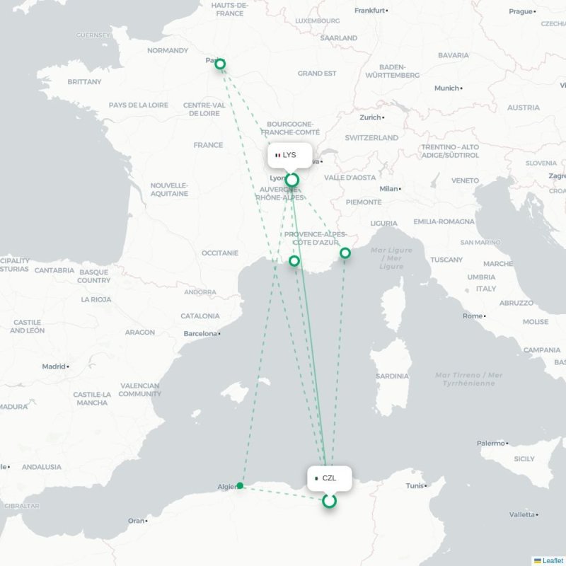CZL - LYS route map