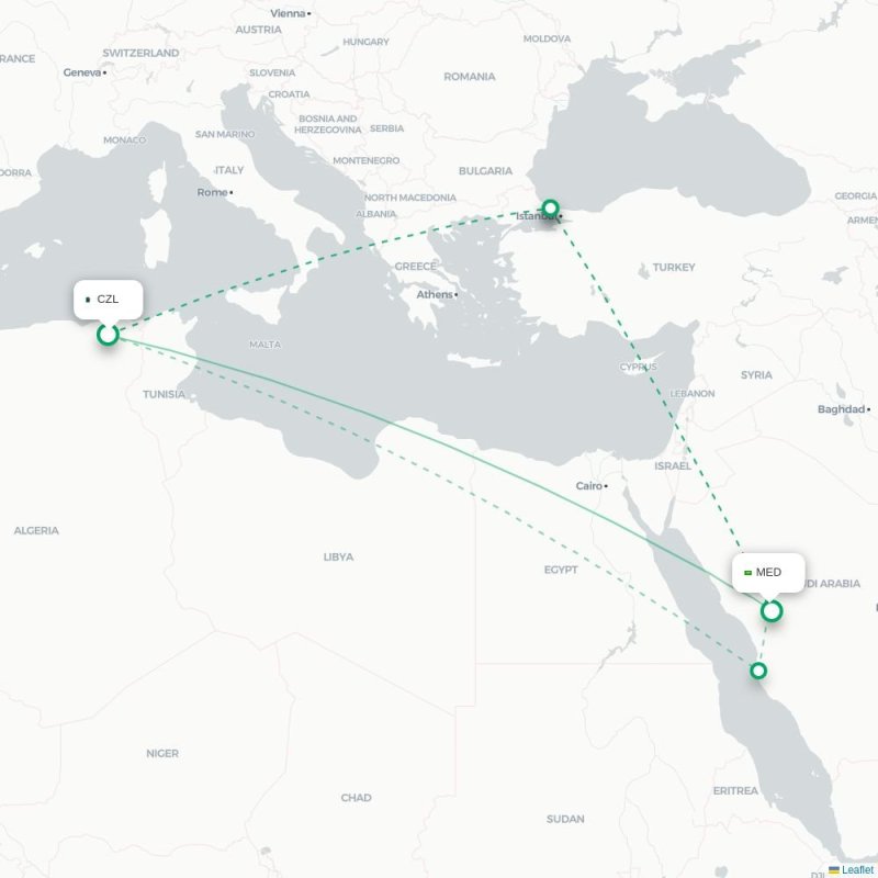 CZL - MED route map