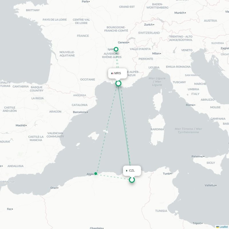 CZL - MRS route map