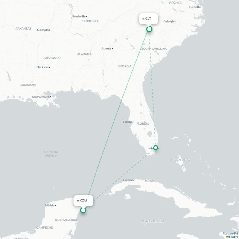 CZM - CLT route map