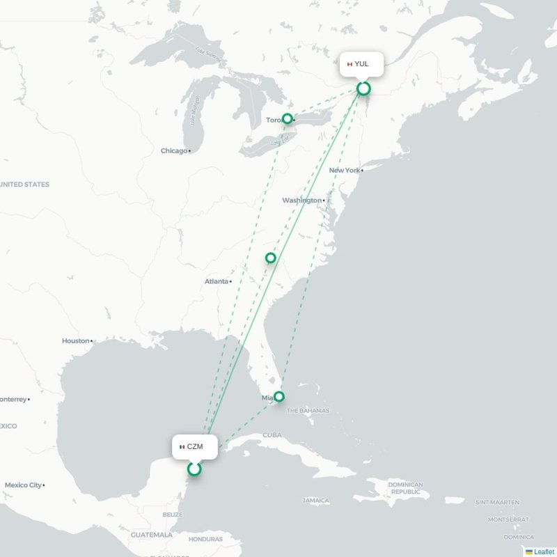 CZM - YUL route map