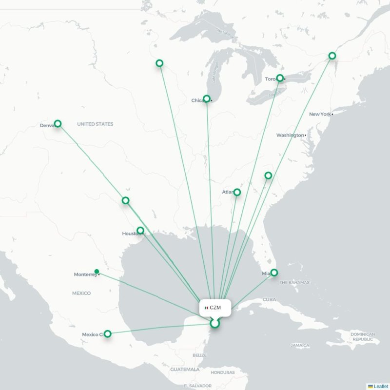 CZM - MTY route map