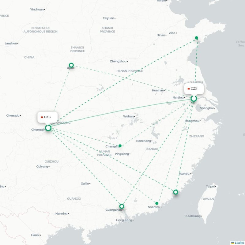 CZX - CKG route map