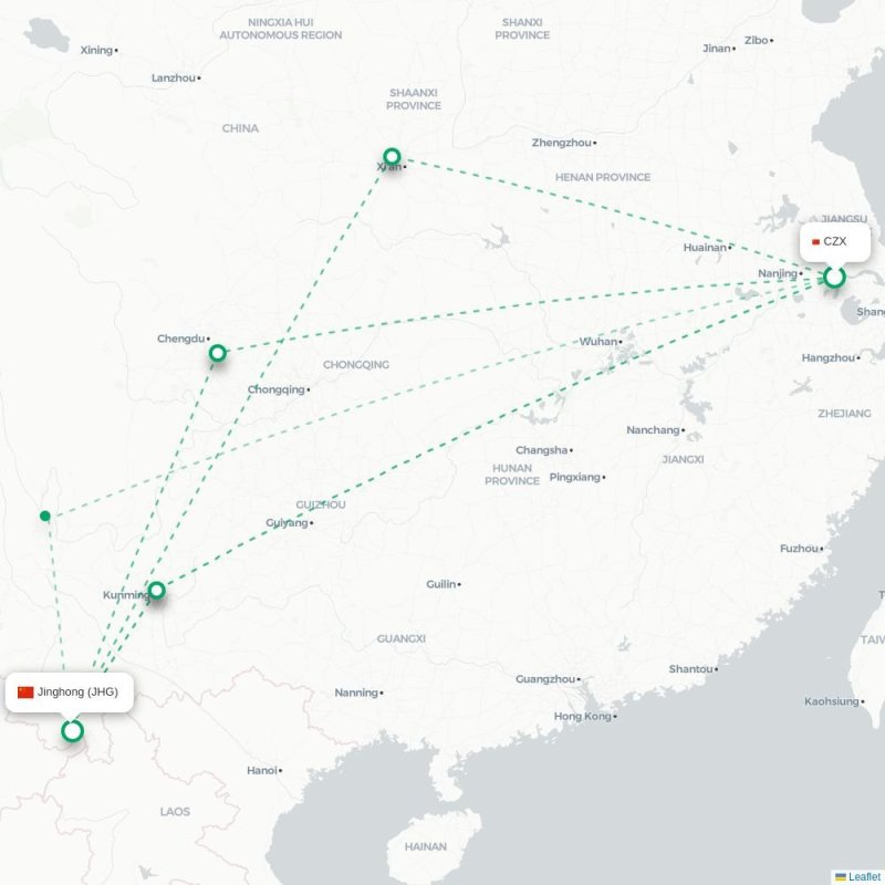 CZX - JHG route map