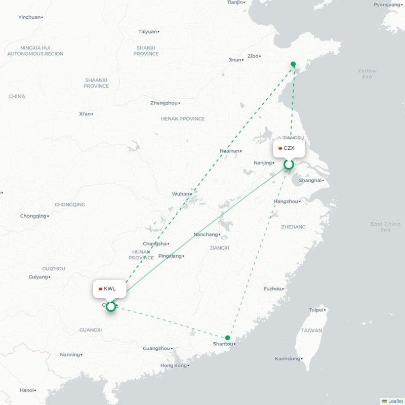 CZX - KWL route map