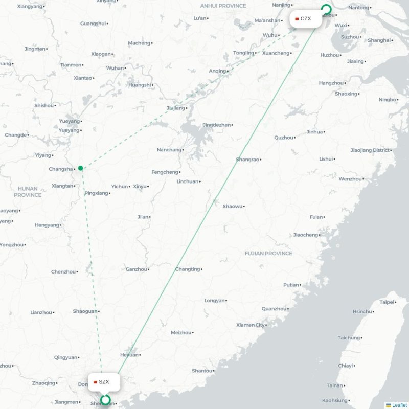 CZX - SZX route map
