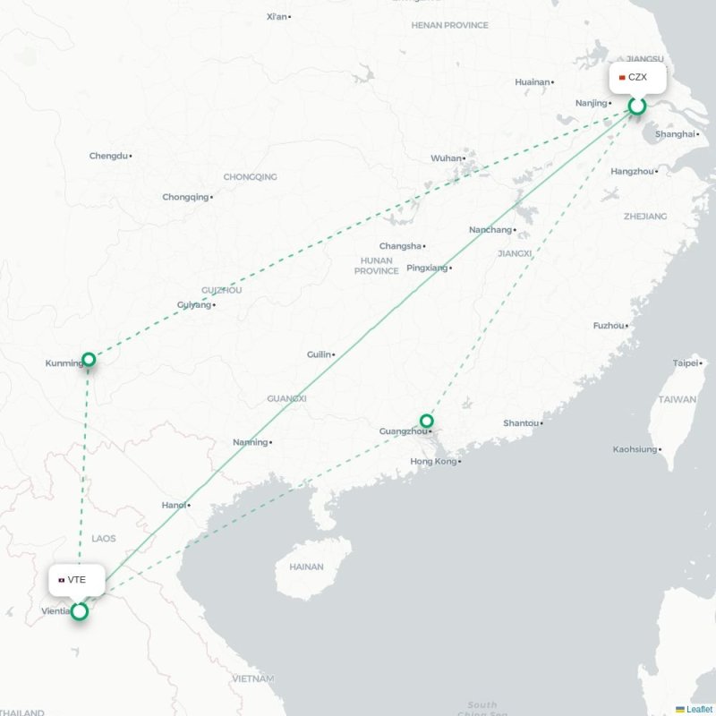 CZX - VTE route map