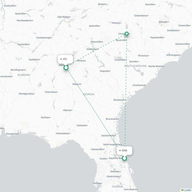 DAB - ATL route map