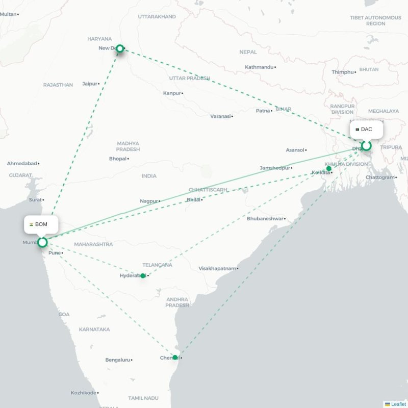 DAC - BOM route map