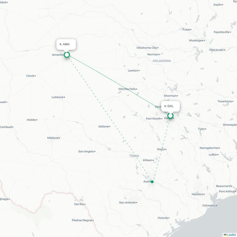 DAL - AMA route map