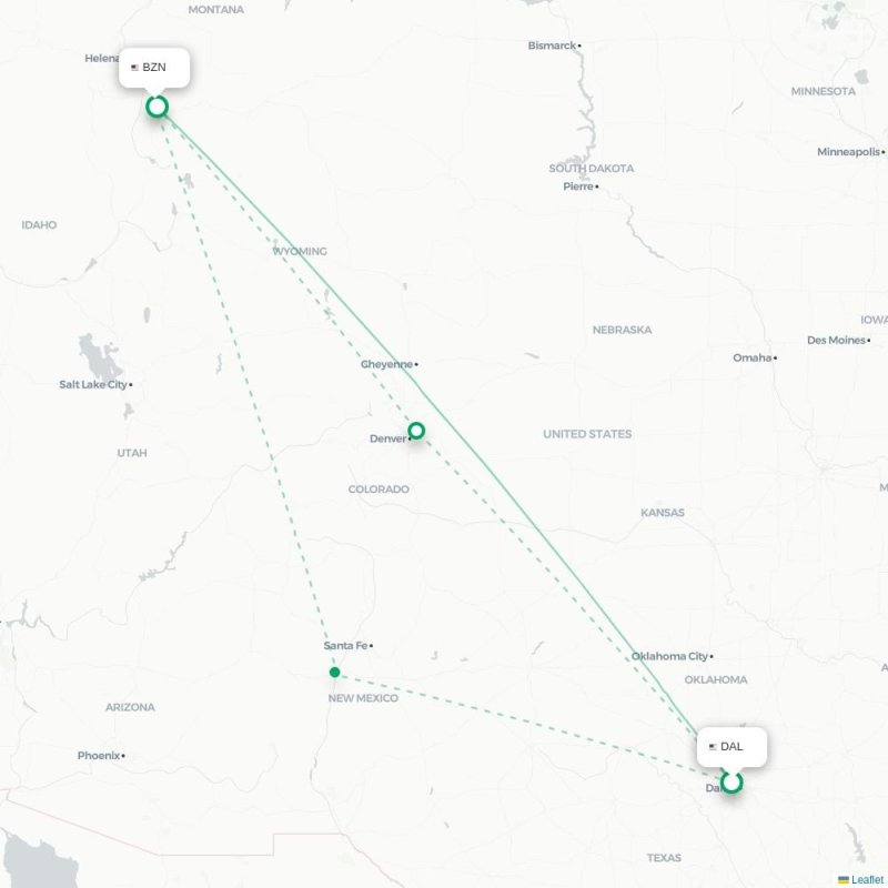 DAL - BZN route map