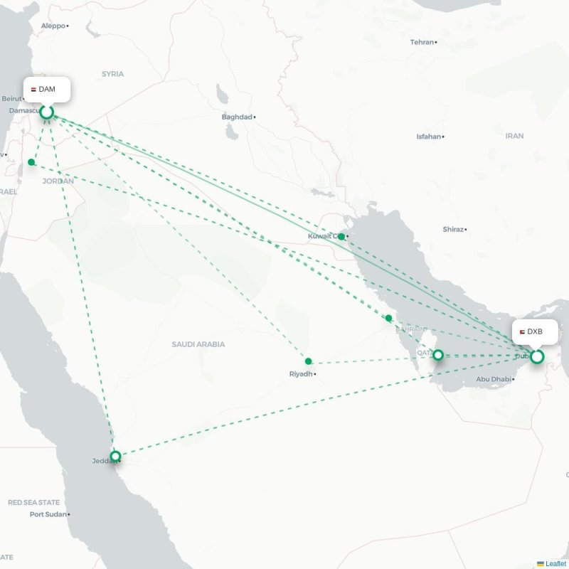 DAM - DXB route map