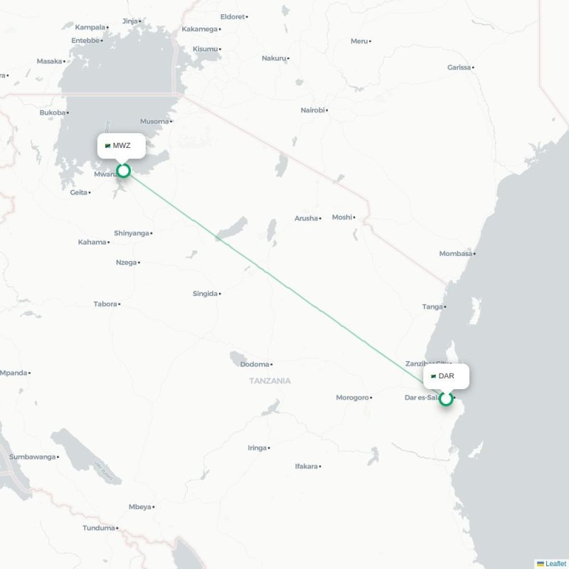 DAR - MWZ route map