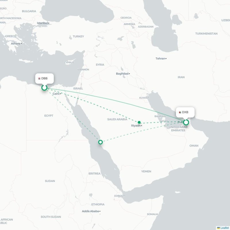 DBB - DXB route map
