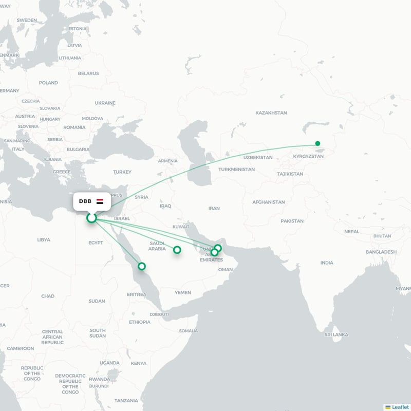 Route map Dabaa  DBB airport