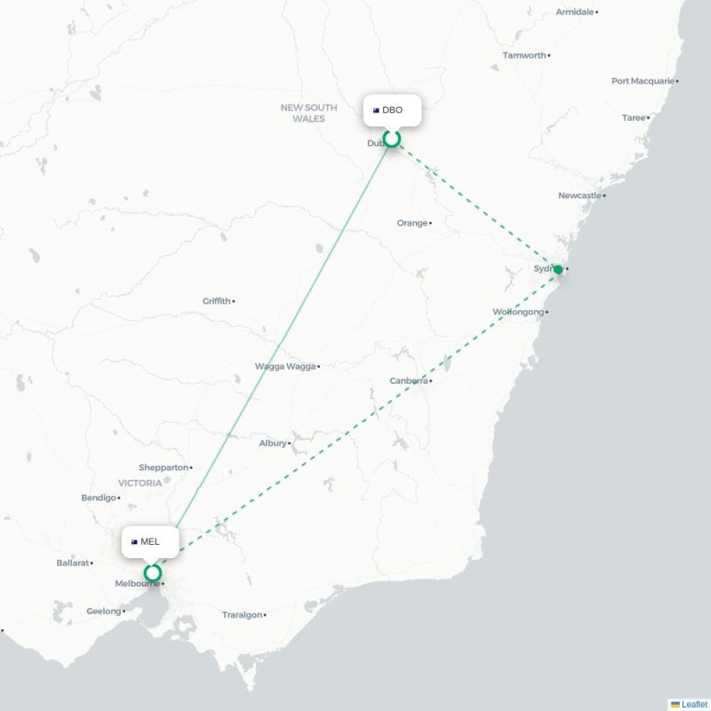 DBO - MEL route map
