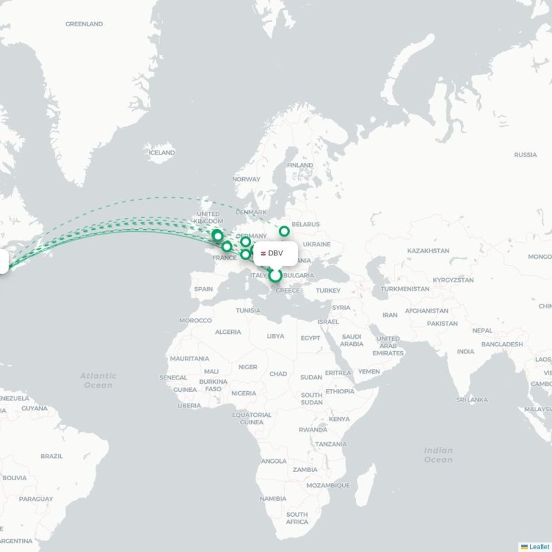 DBV - EWR route map
