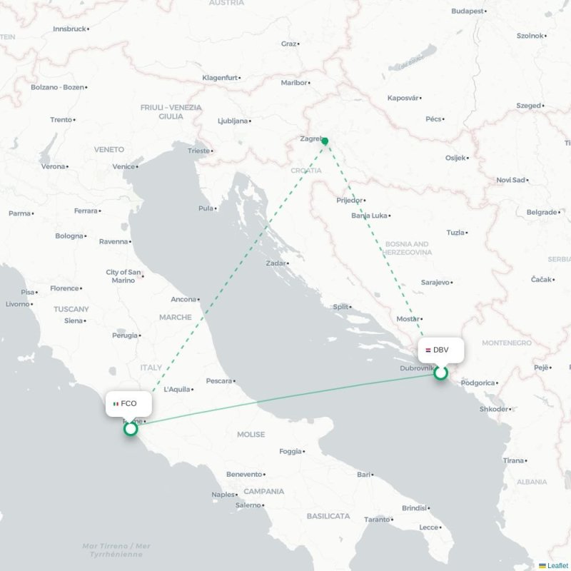 DBV - FCO route map