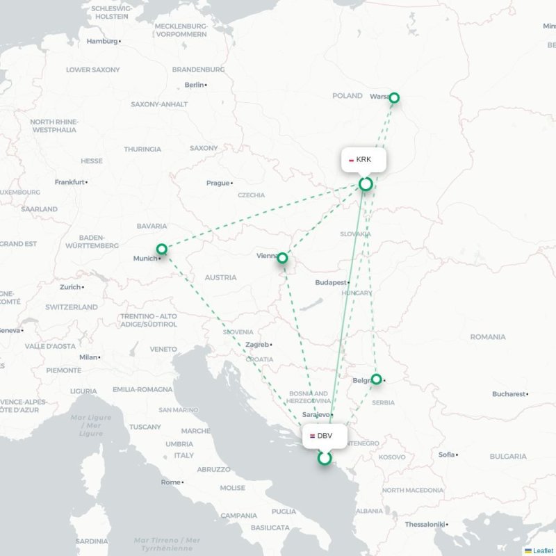 DBV - KRK route map