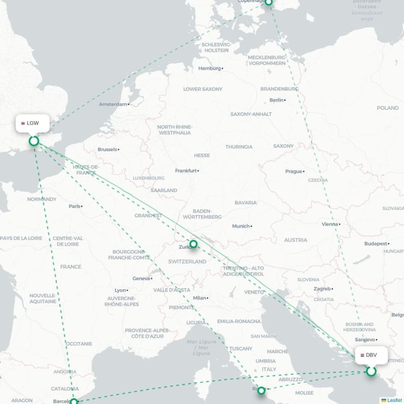DBV - LGW route map