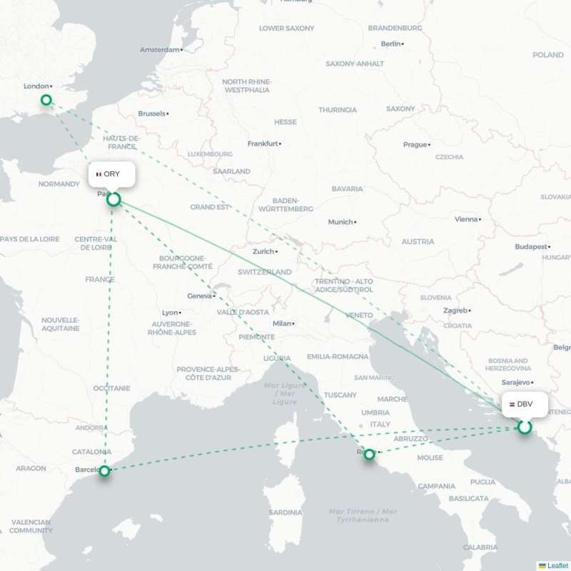 DBV - ORY route map