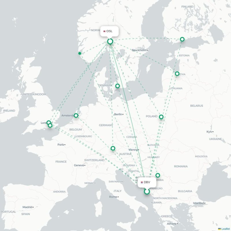 DBV - OSL route map