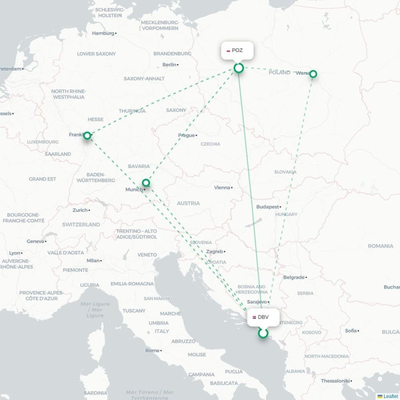 DBV - POZ route map