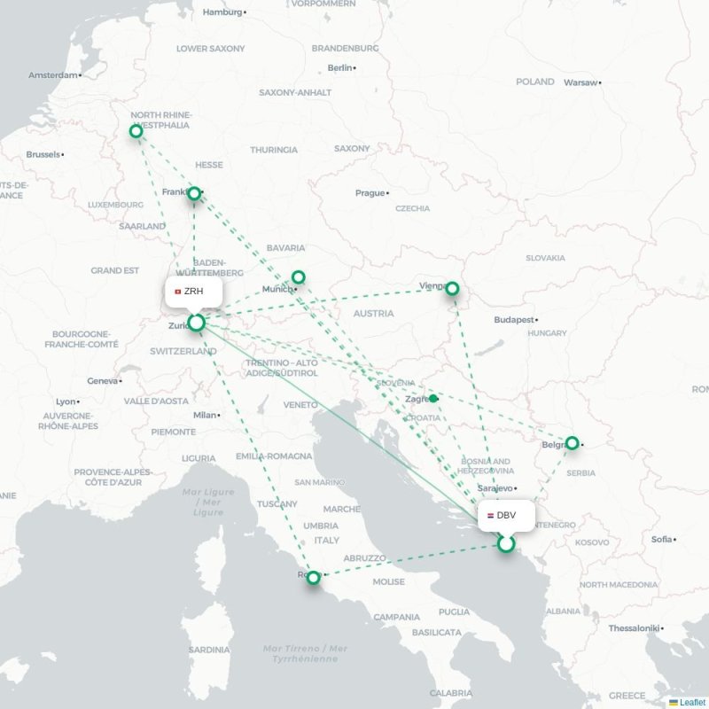 DBV - ZRH route map