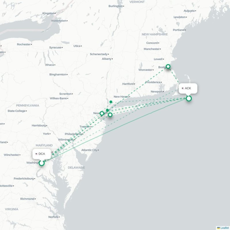 DCA - ACK route map
