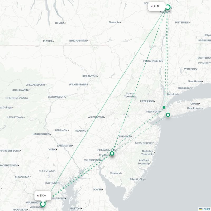 DCA - ALB route map