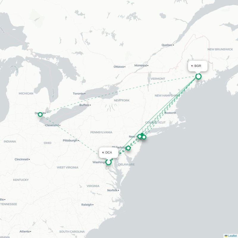 DCA - BGR route map