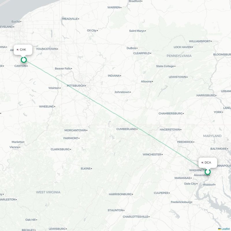 DCA - CAK route map