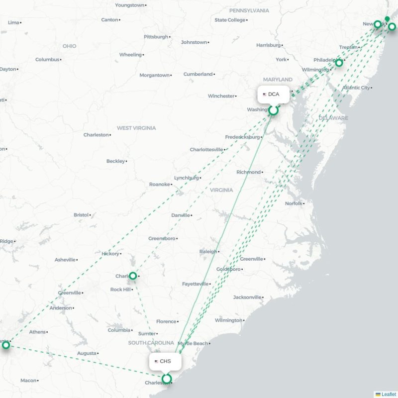 DCA - CHS route map