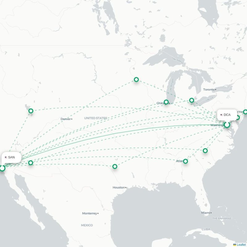 DCA - SAN route map