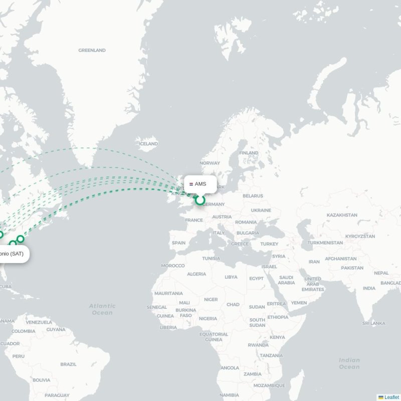 DCA - SAT route map