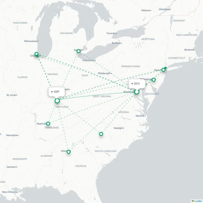 DCA - SDF route map