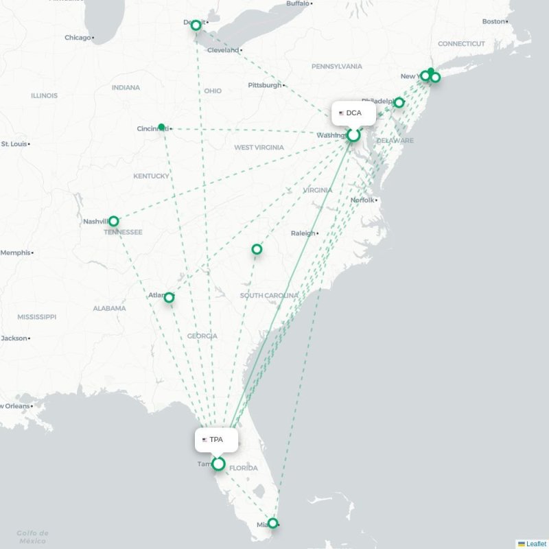 DCA - TPA route map
