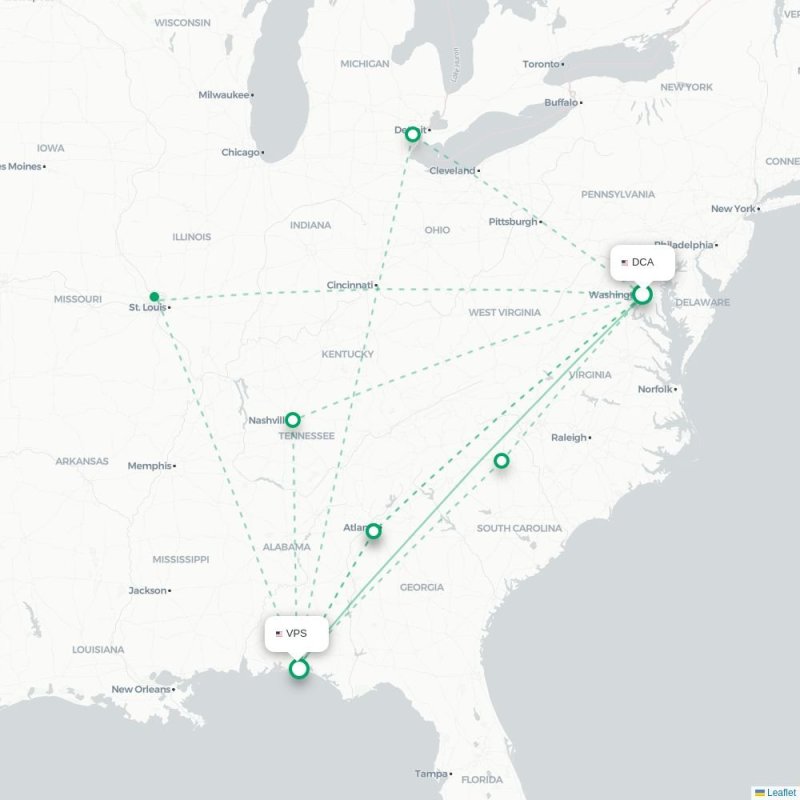 DCA - VPS route map