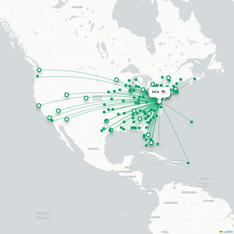 Route map Washington  DCA airport