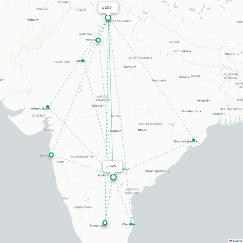 DED - HYD route map