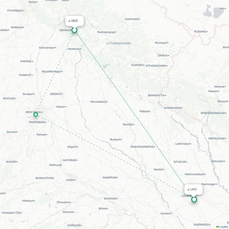 DED - LKO route map